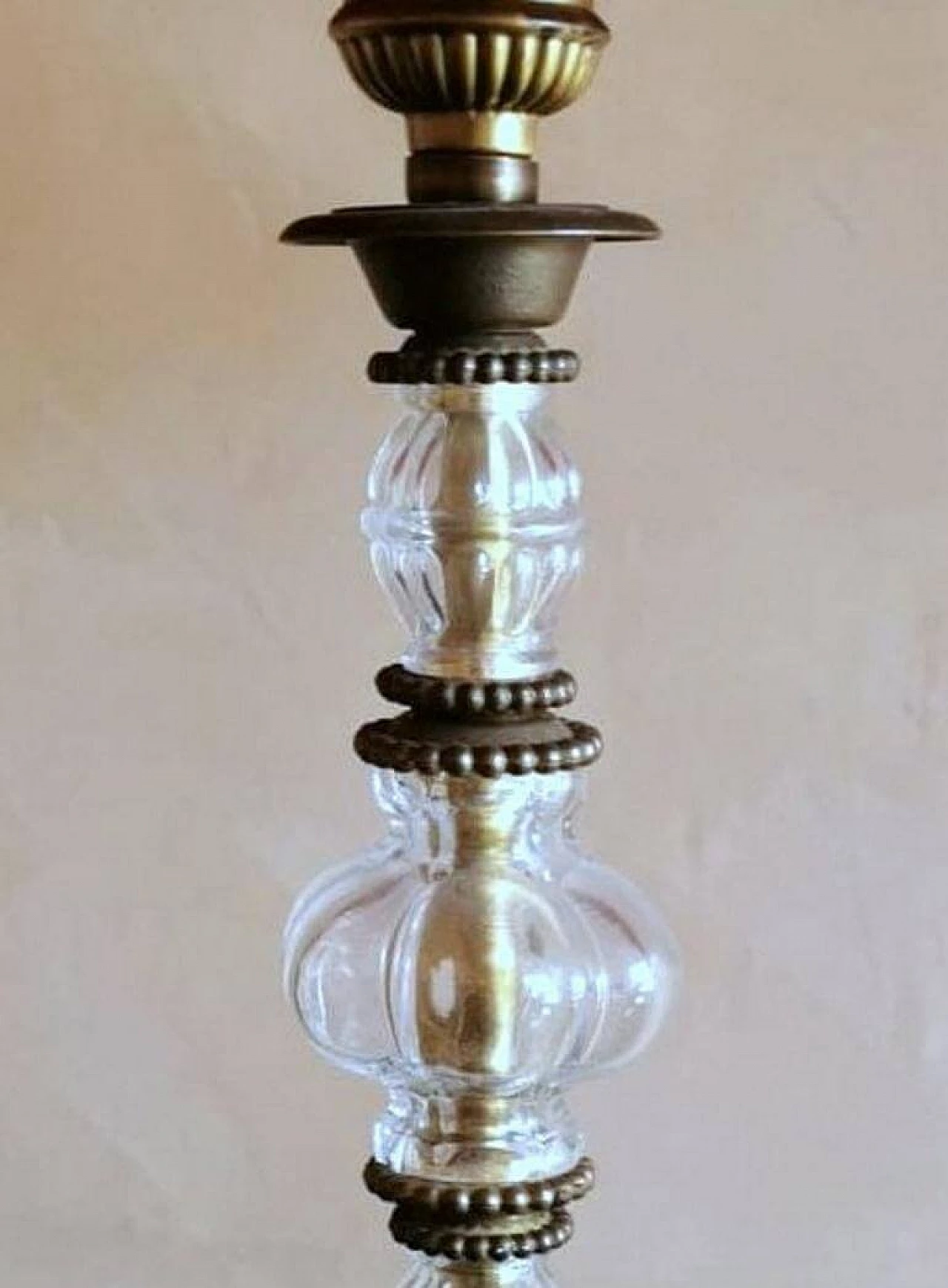 Floor lamp in blown glass and brass base, 1940s 1464024