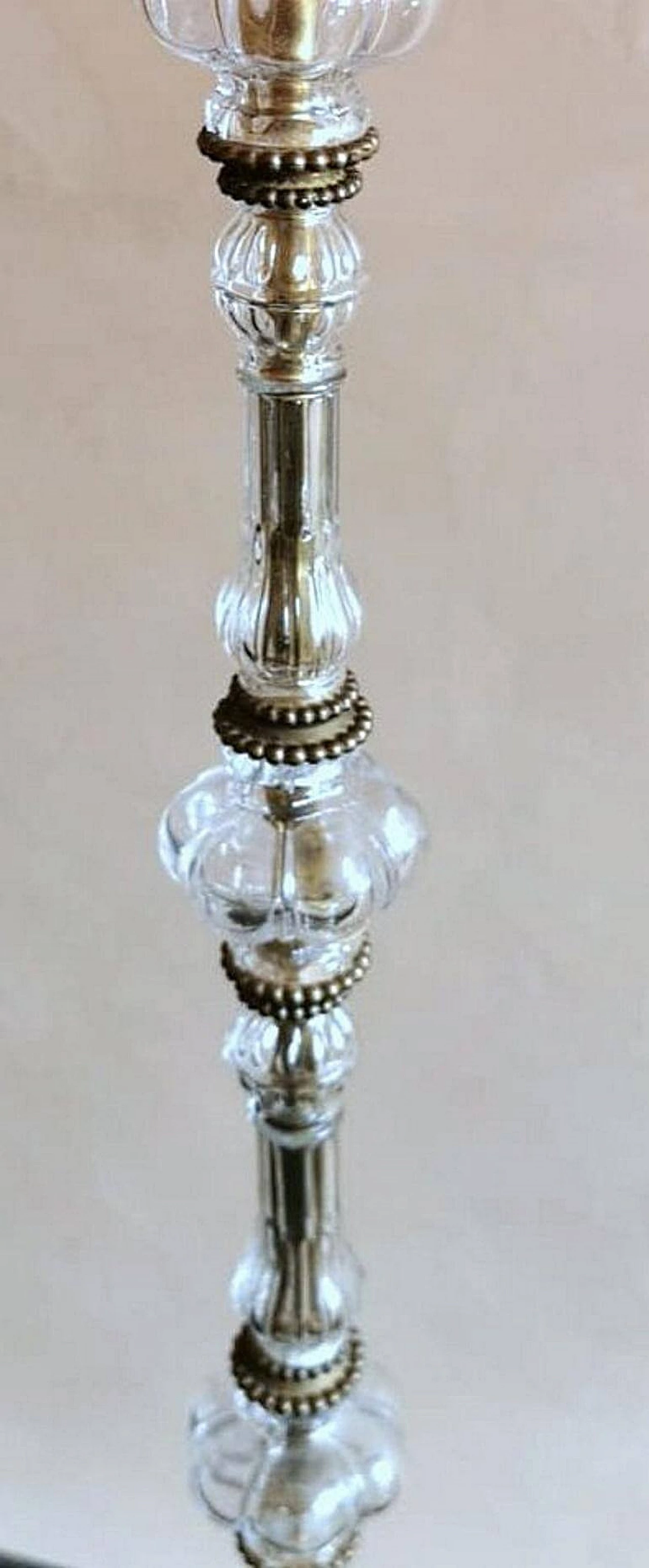 Floor lamp in blown glass and brass base, 1940s 1464026