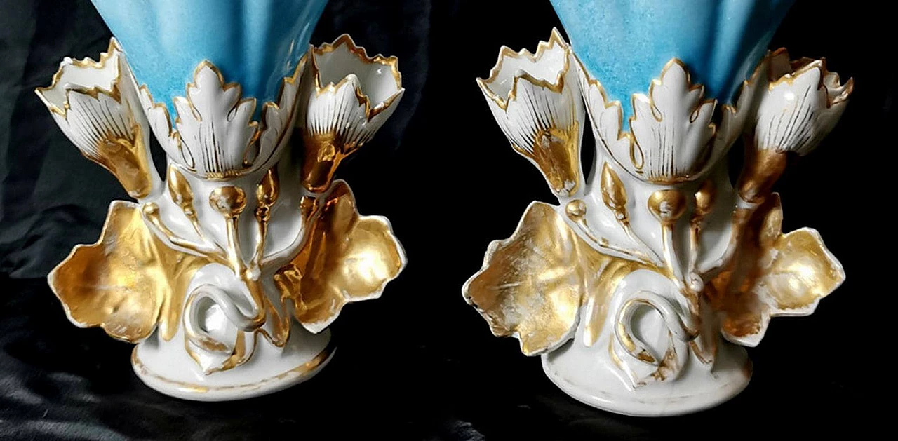 Pair of wedding church vases in Porcelain de Paris, 19th century 1464090