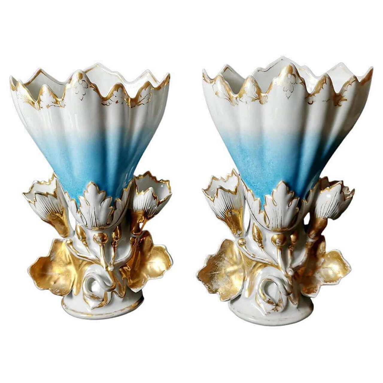 Pair of wedding church vases in Porcelain de Paris, 19th century 1464102