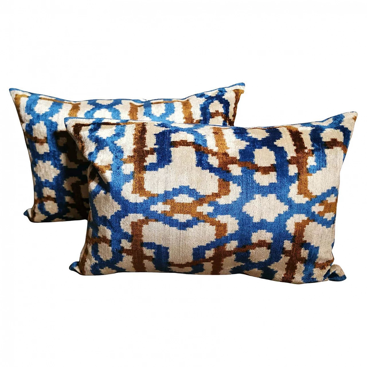 Coppia di cuscini Ikat fatti a mano, Uzbekistan 1464118