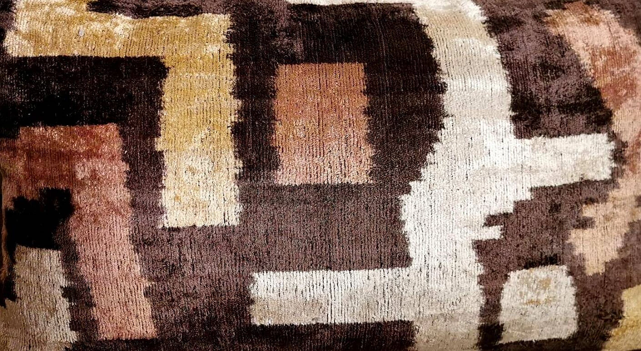 Pair of Ikat fabric cushions handmade in Uzbekistan 1464133