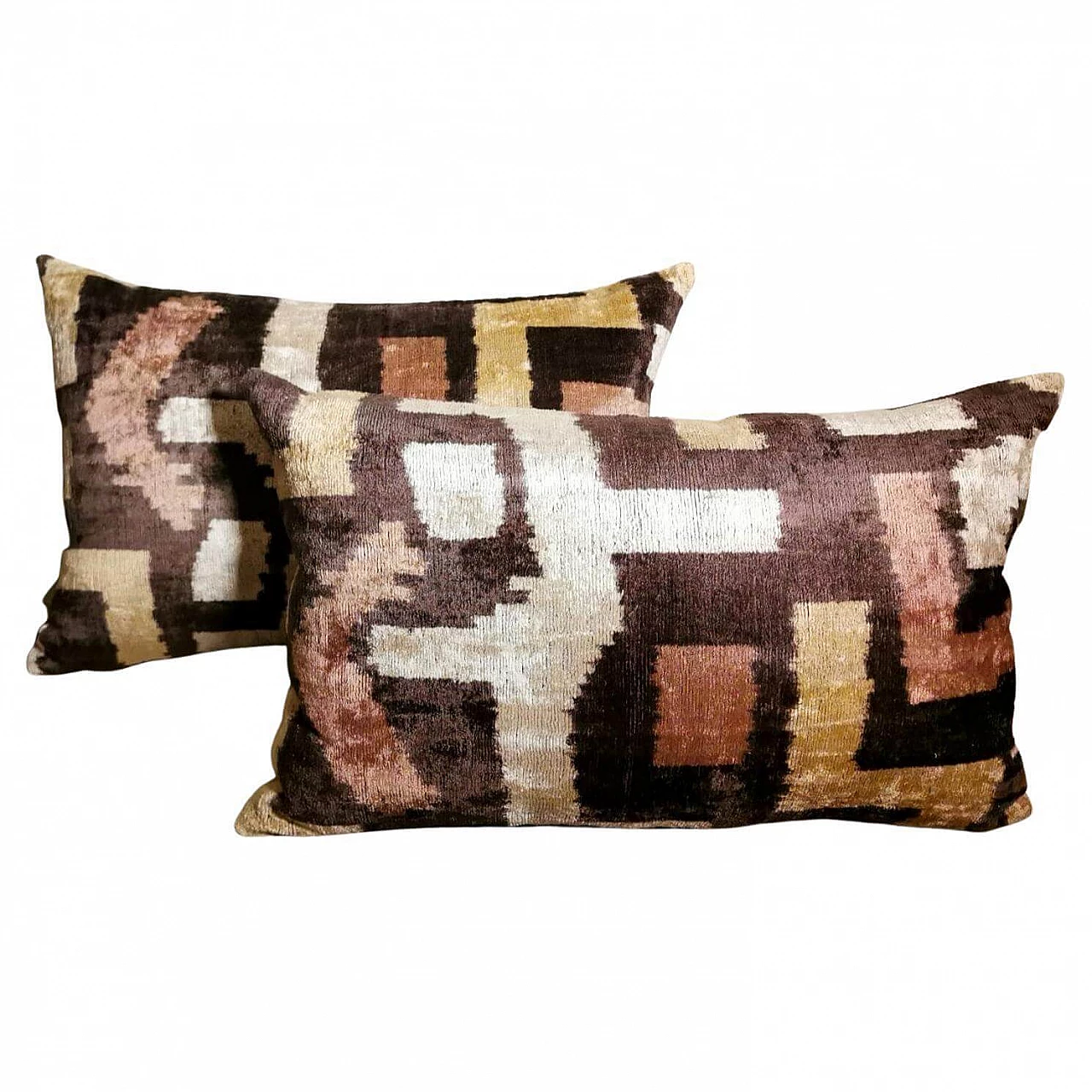 Pair of Ikat fabric cushions handmade in Uzbekistan 1464142