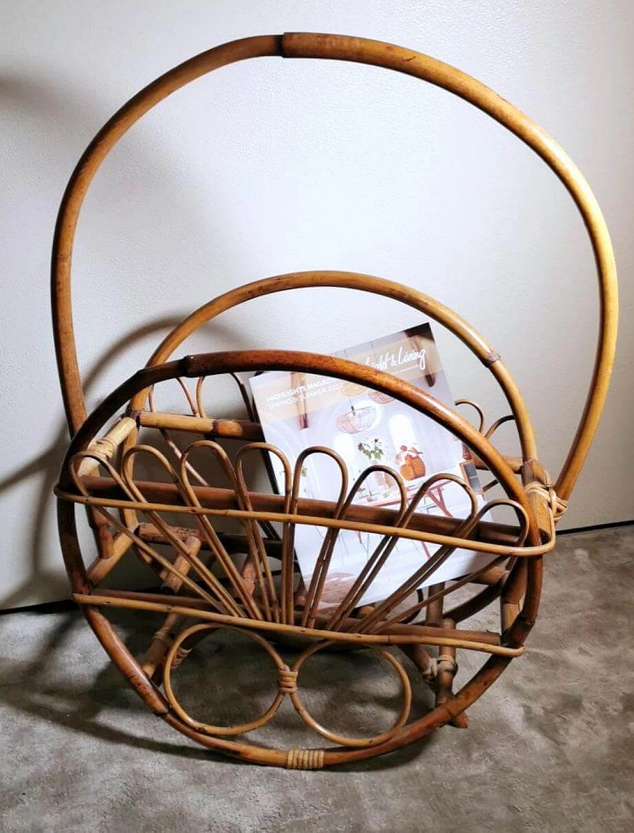 Magazine rack in the style of Franco Albini in bamboo and rattan, 1960s 1464289