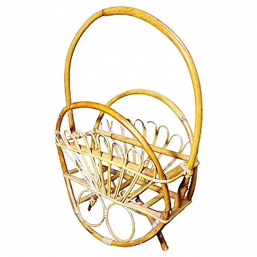 Magazine rack in the style of Franco Albini in bamboo and rattan, 1960s