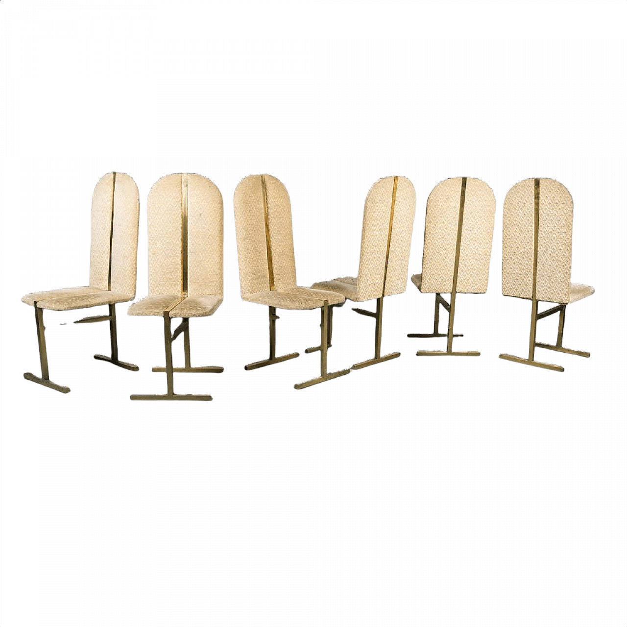6 Brass and fabric chairs Turri, 1970s 1464322