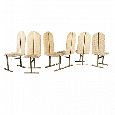 6 Brass and fabric chairs Turri, 1970s