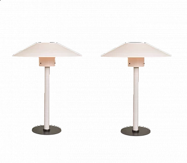 Coppia di lampade da tavolo Chiara di Cini Boeri in vetro rosa Murano per Venini, anni '80