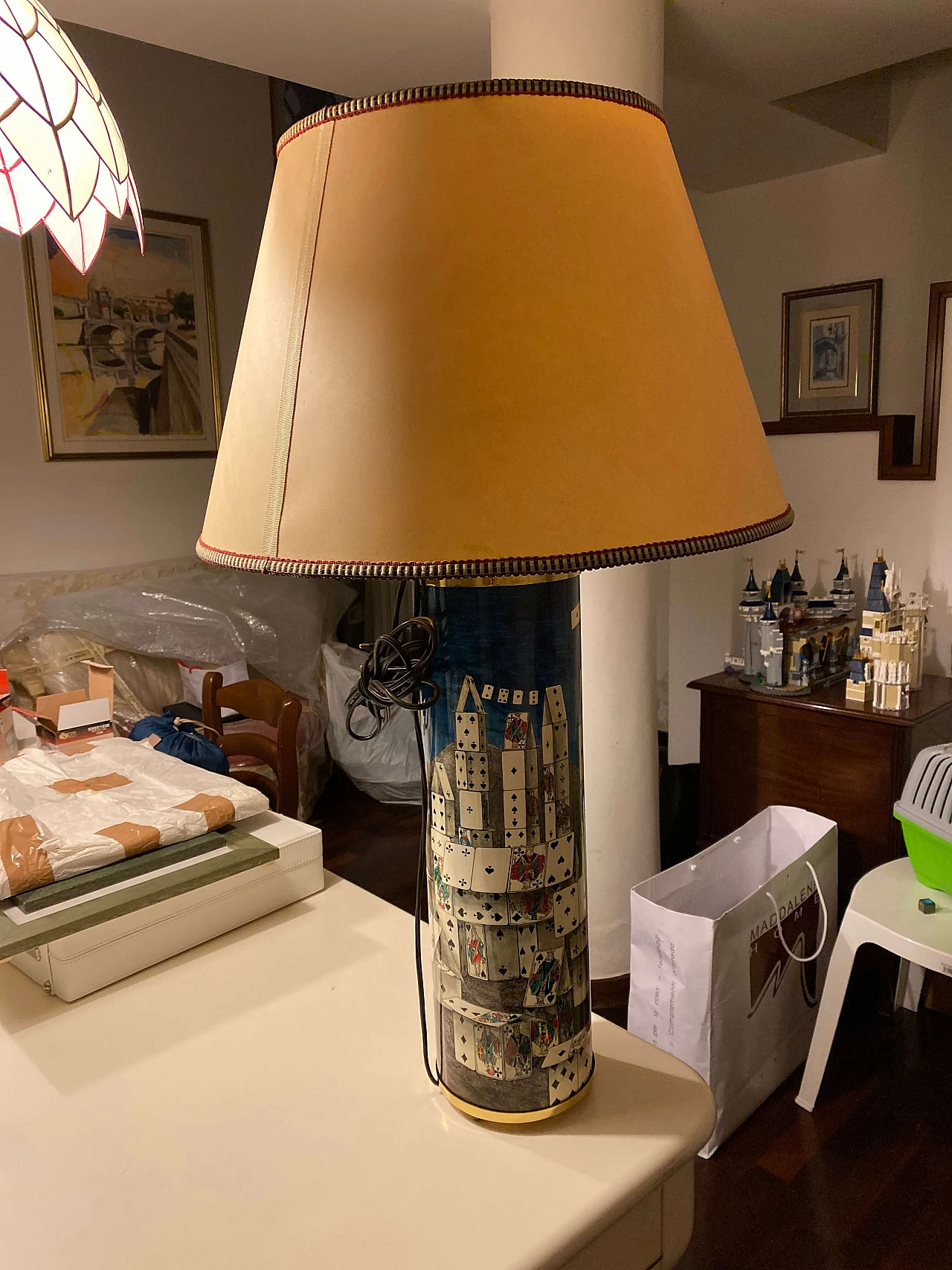 Fornasetti table lamp with playing cards, 1980s 1464342
