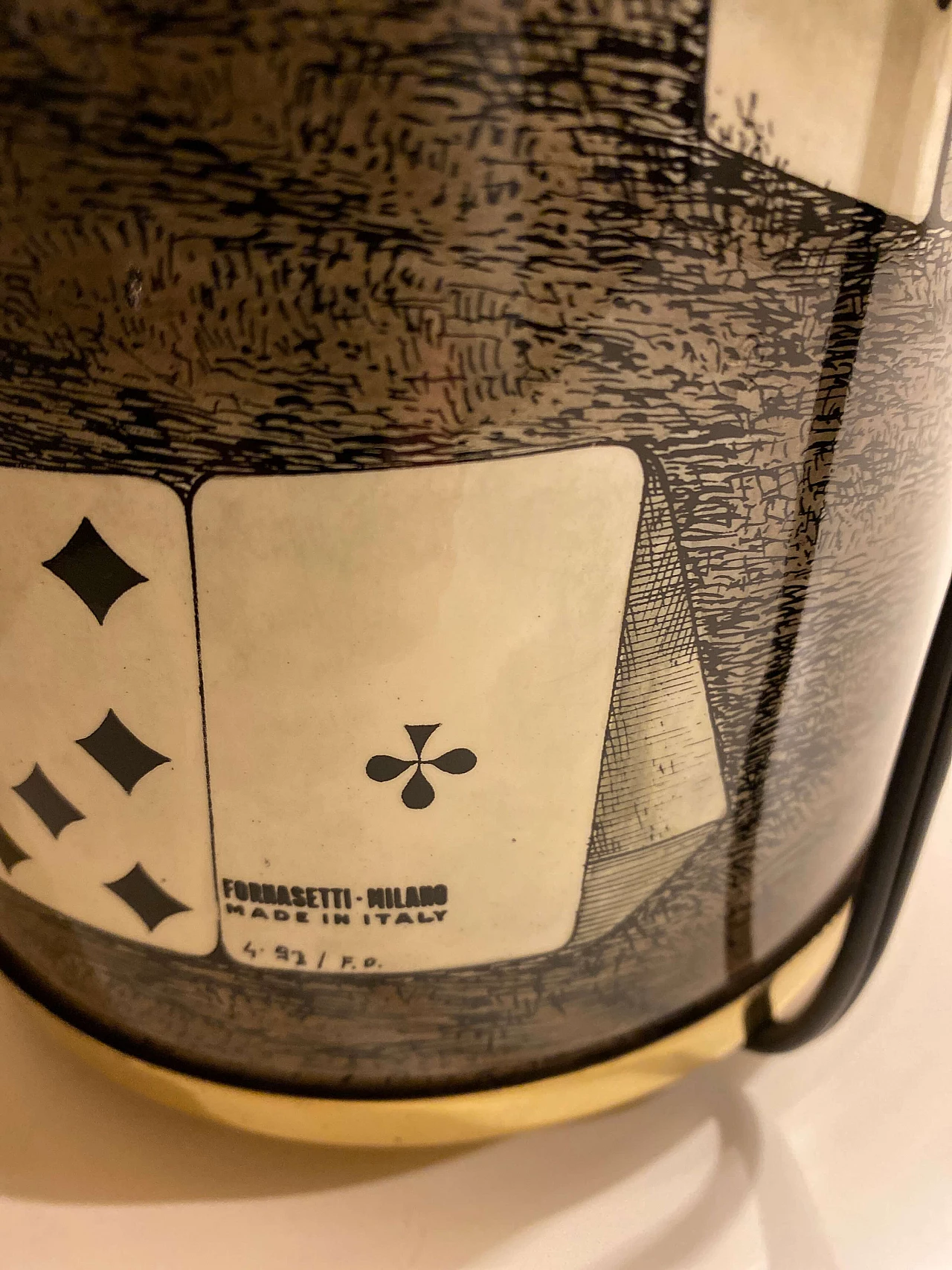 Fornasetti table lamp with playing cards, 1980s 1464343