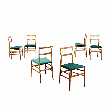 6 Superleggera Chairs by Gio Ponti for Cassina, 1970s