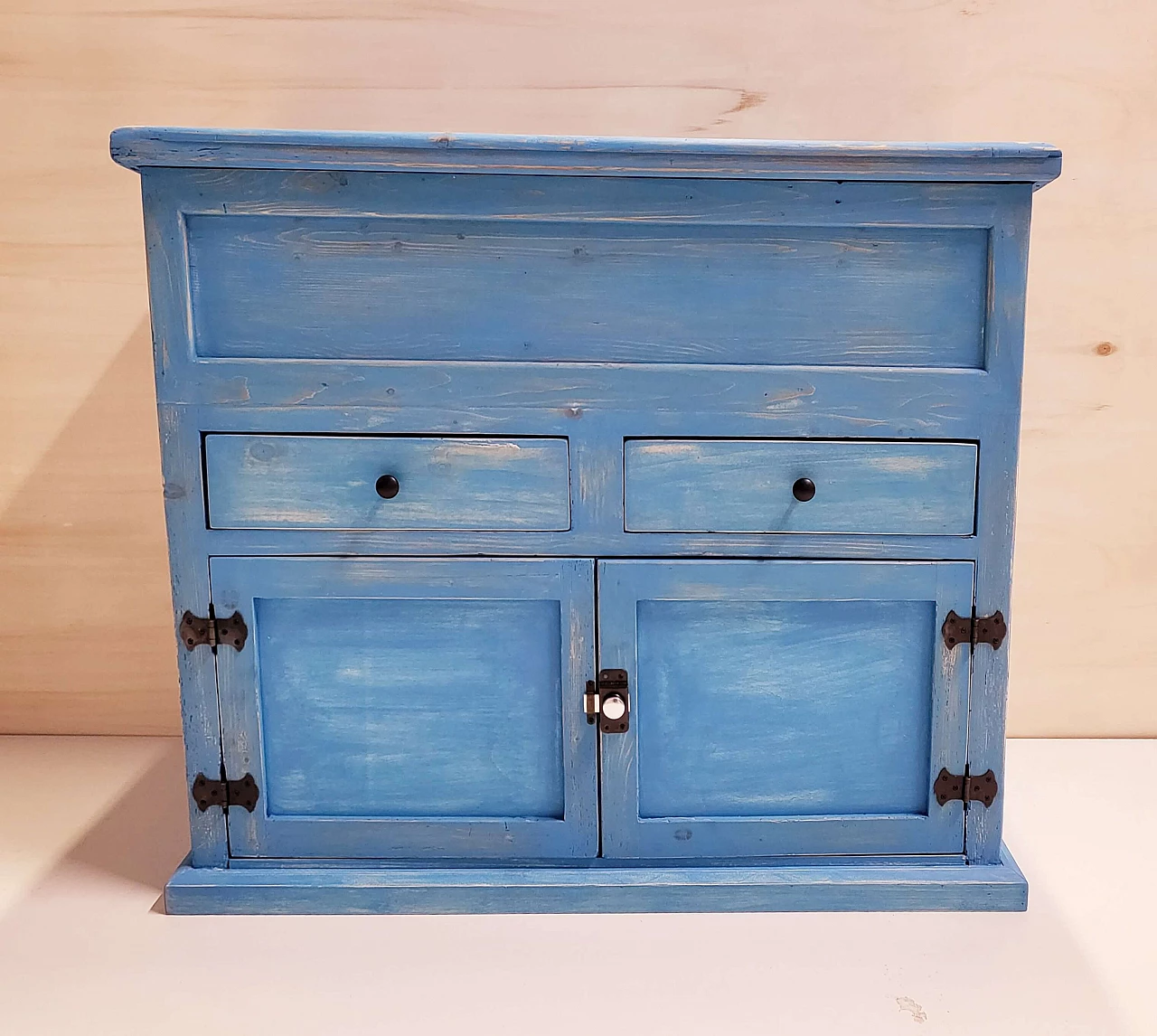 Madia in legno verniciata azzurra, inizio '900 1465236