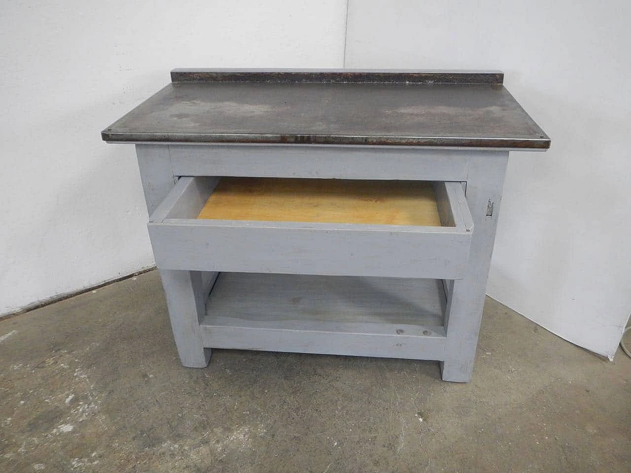 Painted wooden counter with metal top, 1960s 1465921