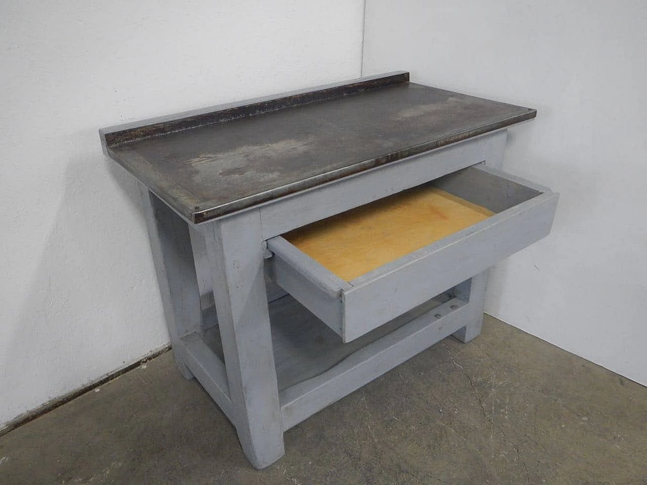 Painted wooden counter with metal top, 1960s 1465922