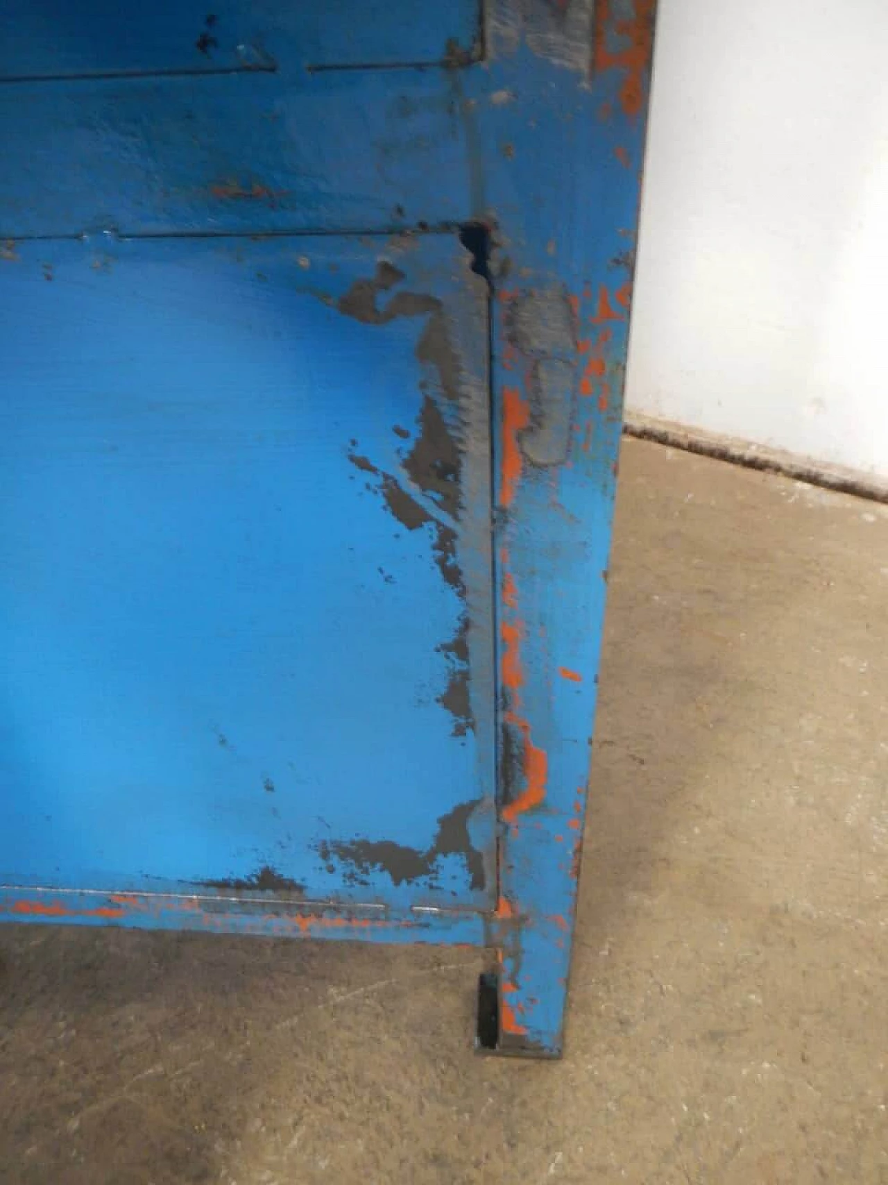 Blue workshop metal bench, 1970s 1466003