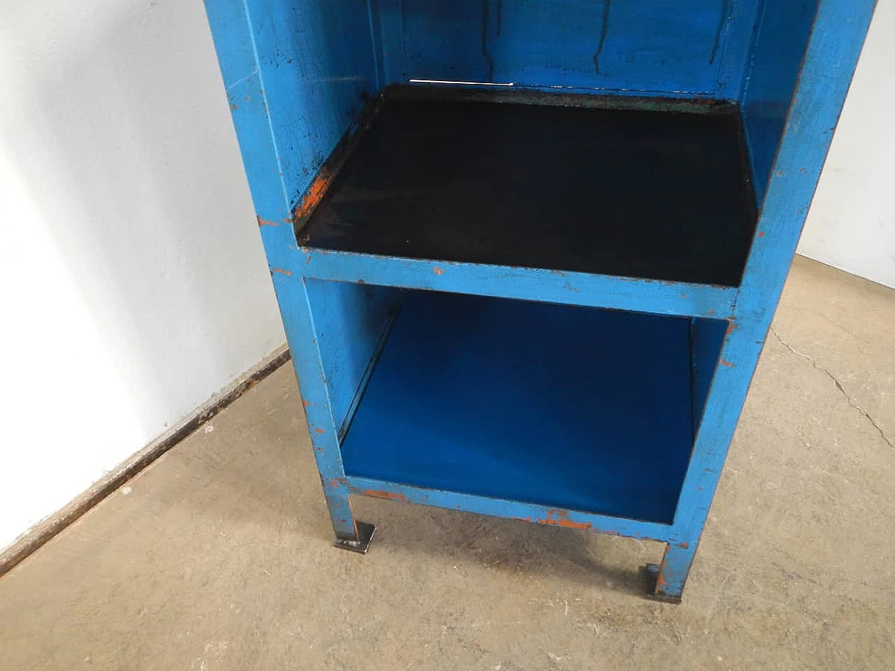 Blue workshop metal bench, 1970s 1466007
