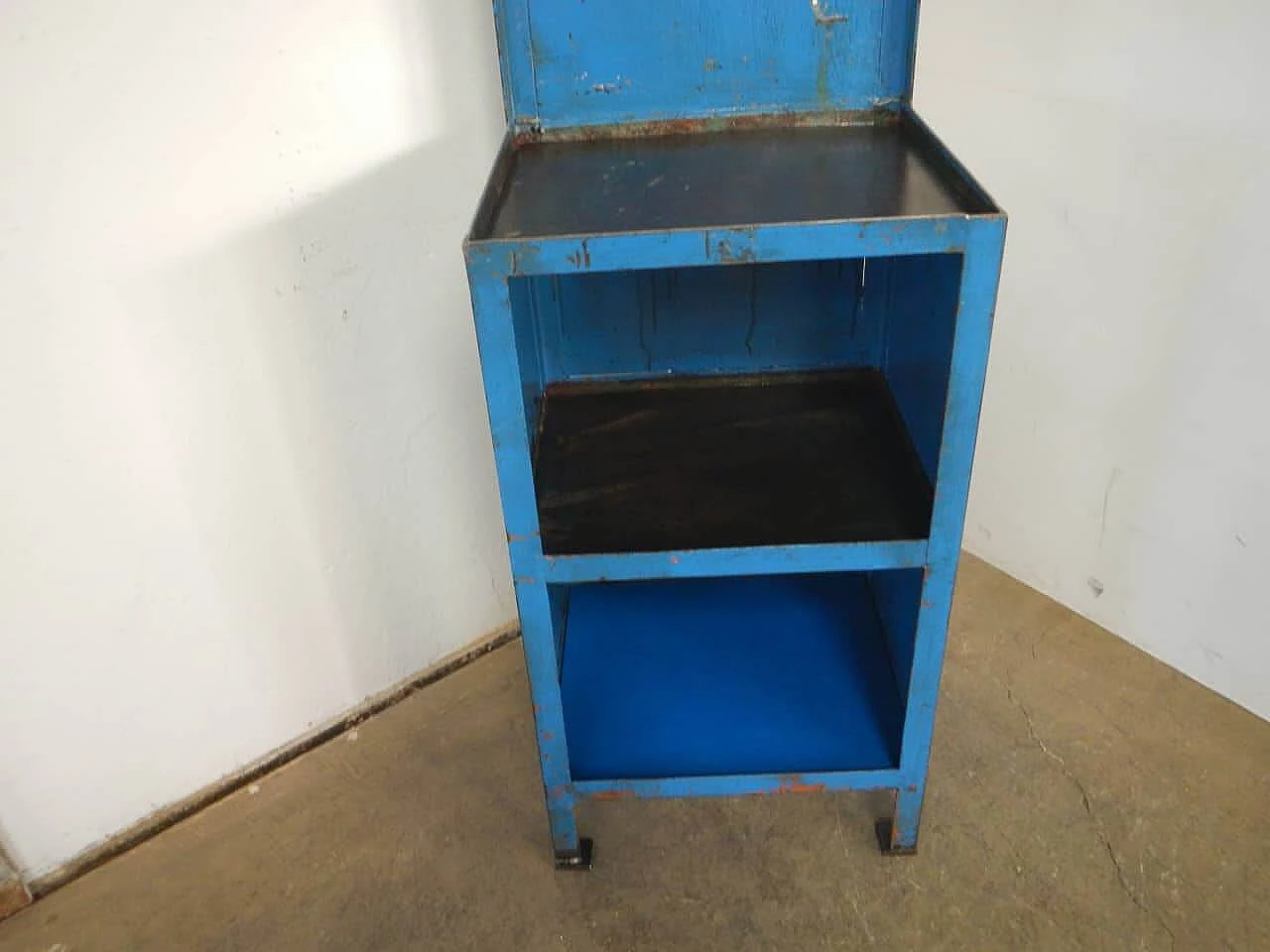 Blue workshop metal bench, 1970s 1466008