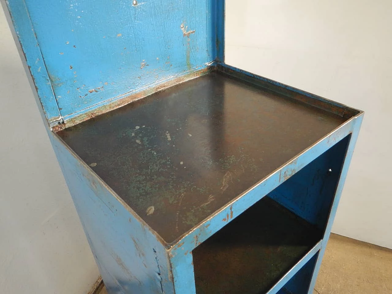 Blue workshop metal bench, 1970s 1466009