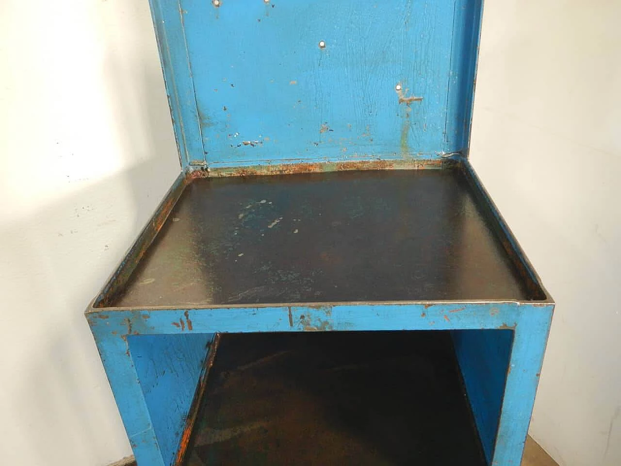 Blue workshop metal bench, 1970s 1466010