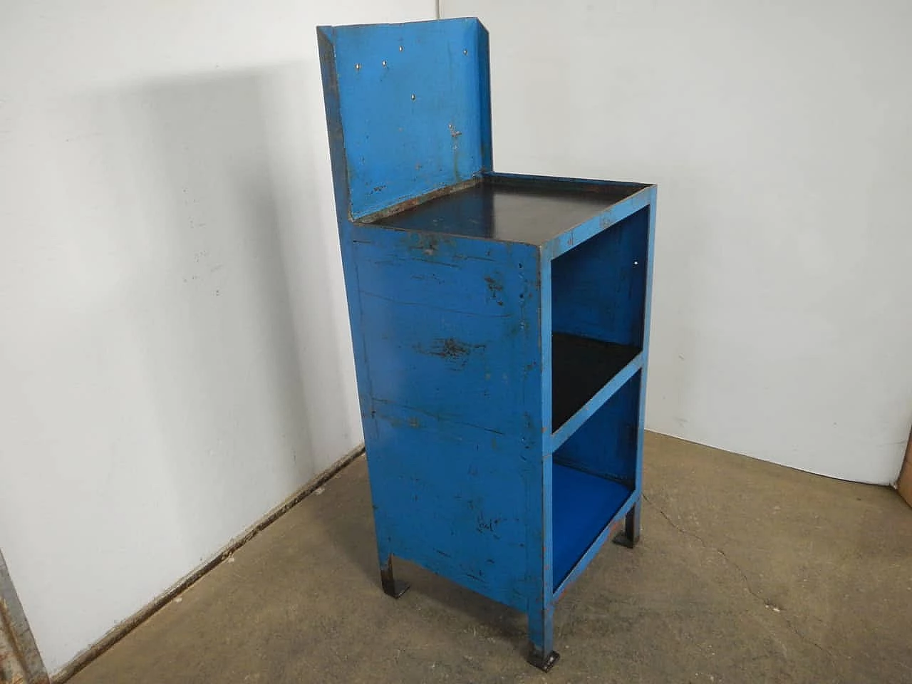 Blue workshop metal bench, 1970s 1466013