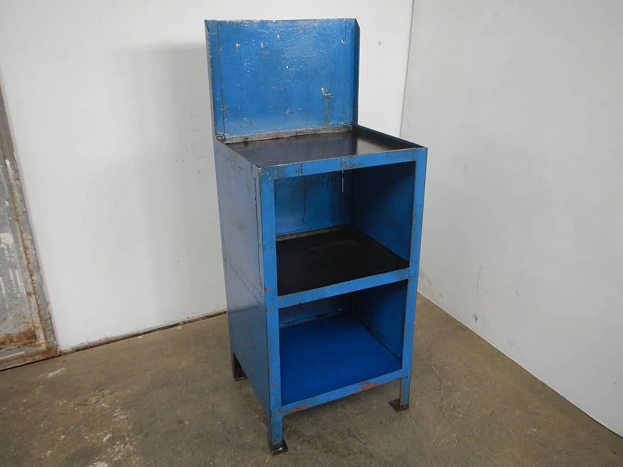 Blue workshop metal bench, 1970s 1466014