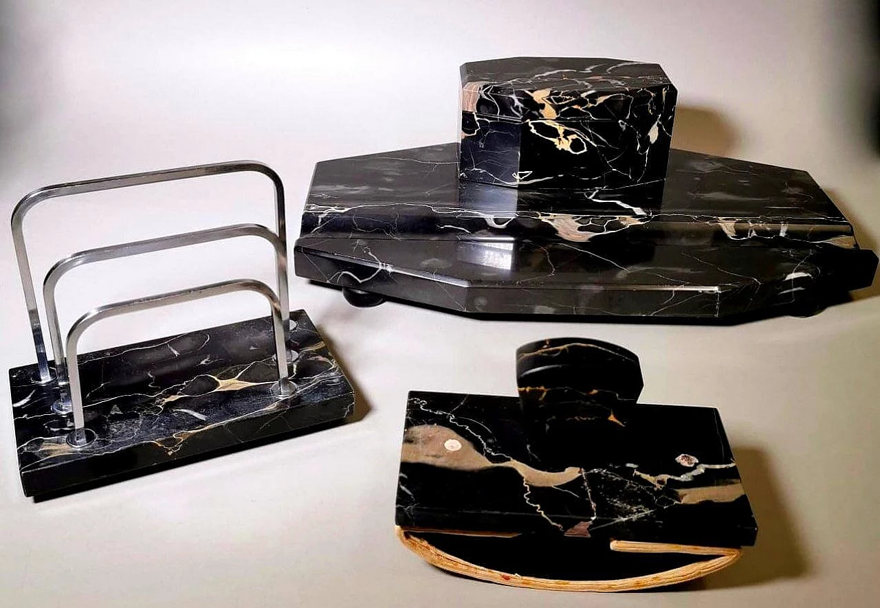 Portoro marble desk organizer set, 1930s 1466026