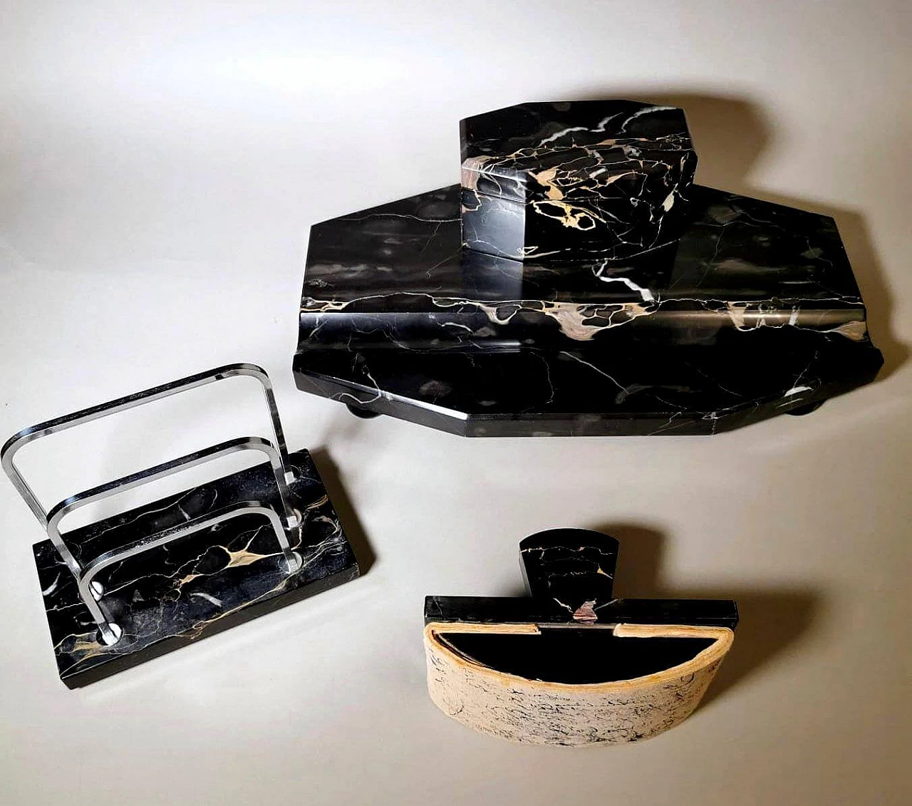 Portoro marble desk organizer set, 1930s 1466027
