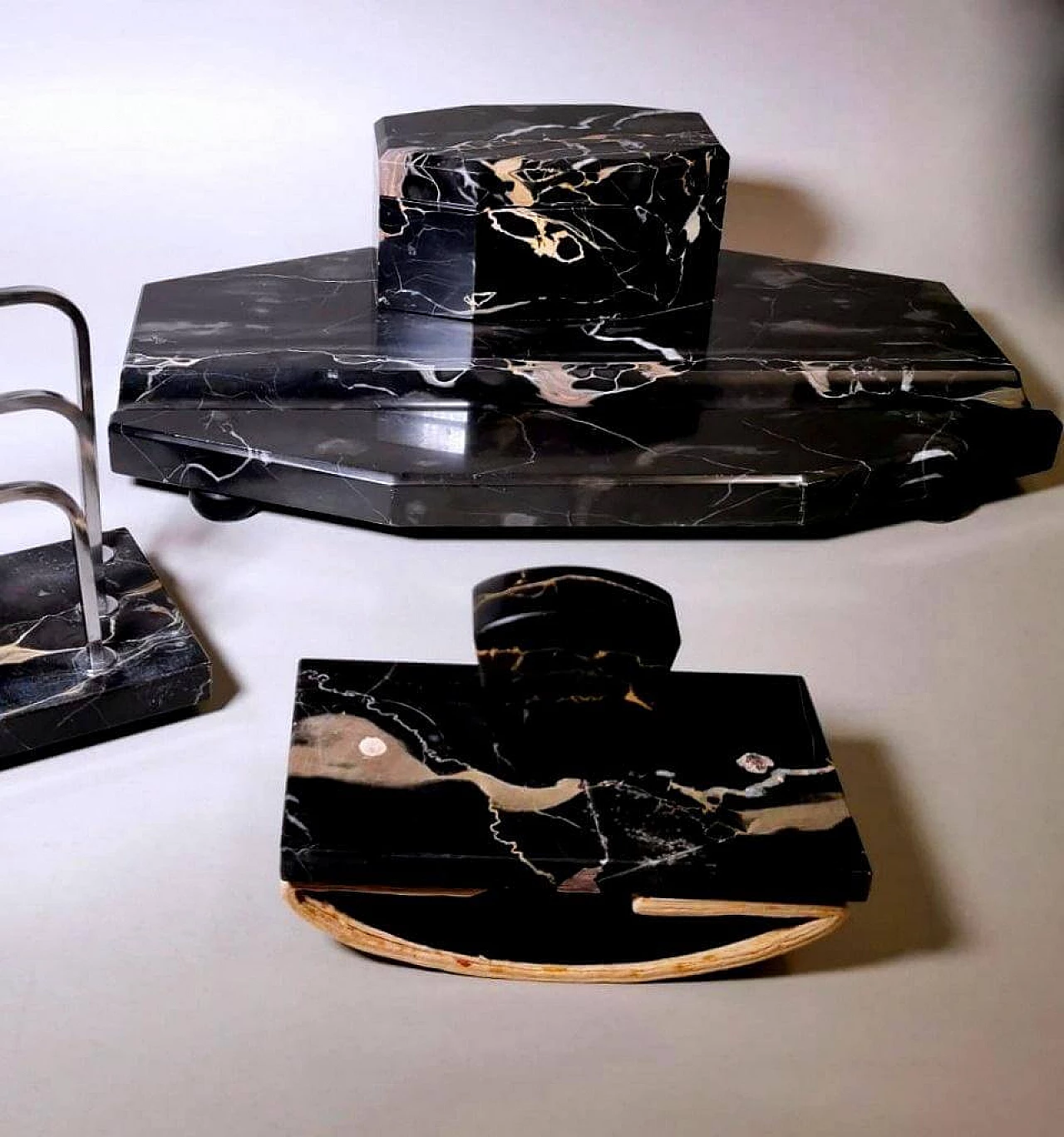 Portoro marble desk organizer set, 1930s 1466030