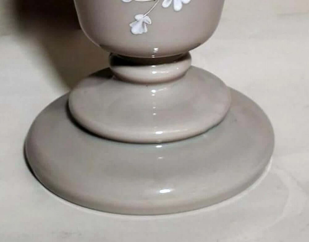 Grey opaline glass vase with hand-painted flowers, 1930s 1466057