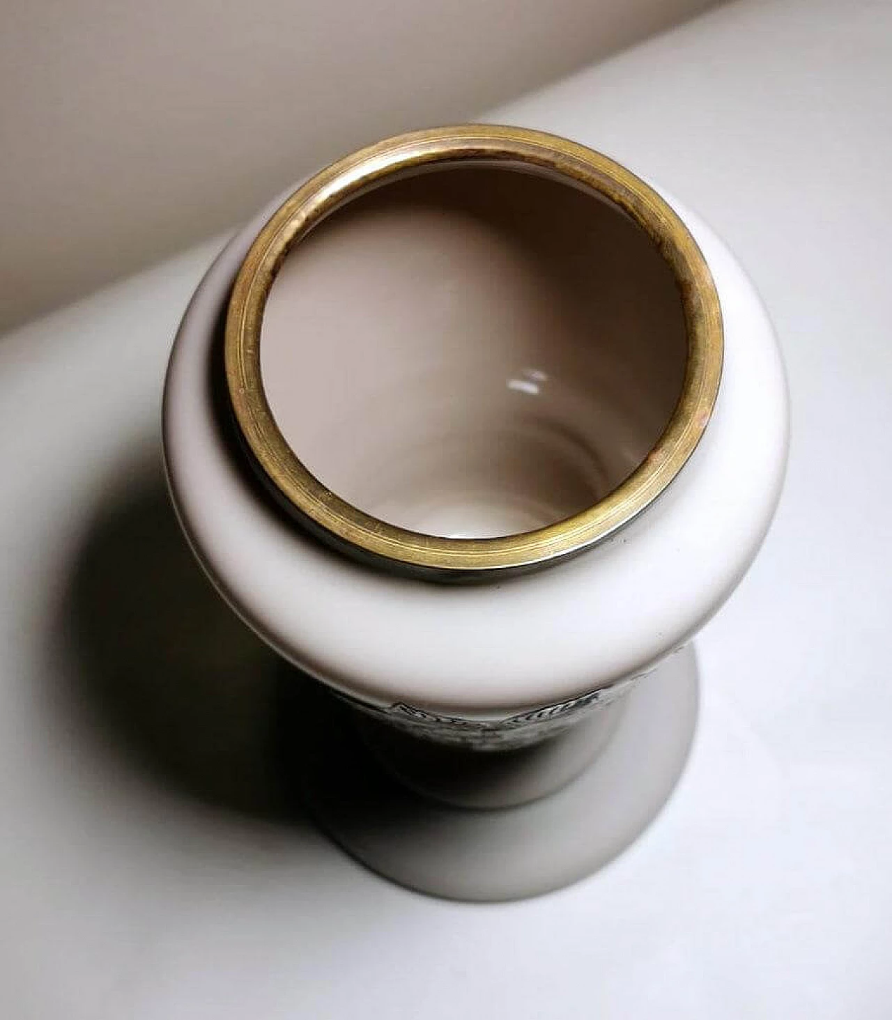 Grey opaline glass vase with hand-painted flowers, 1930s 1466058