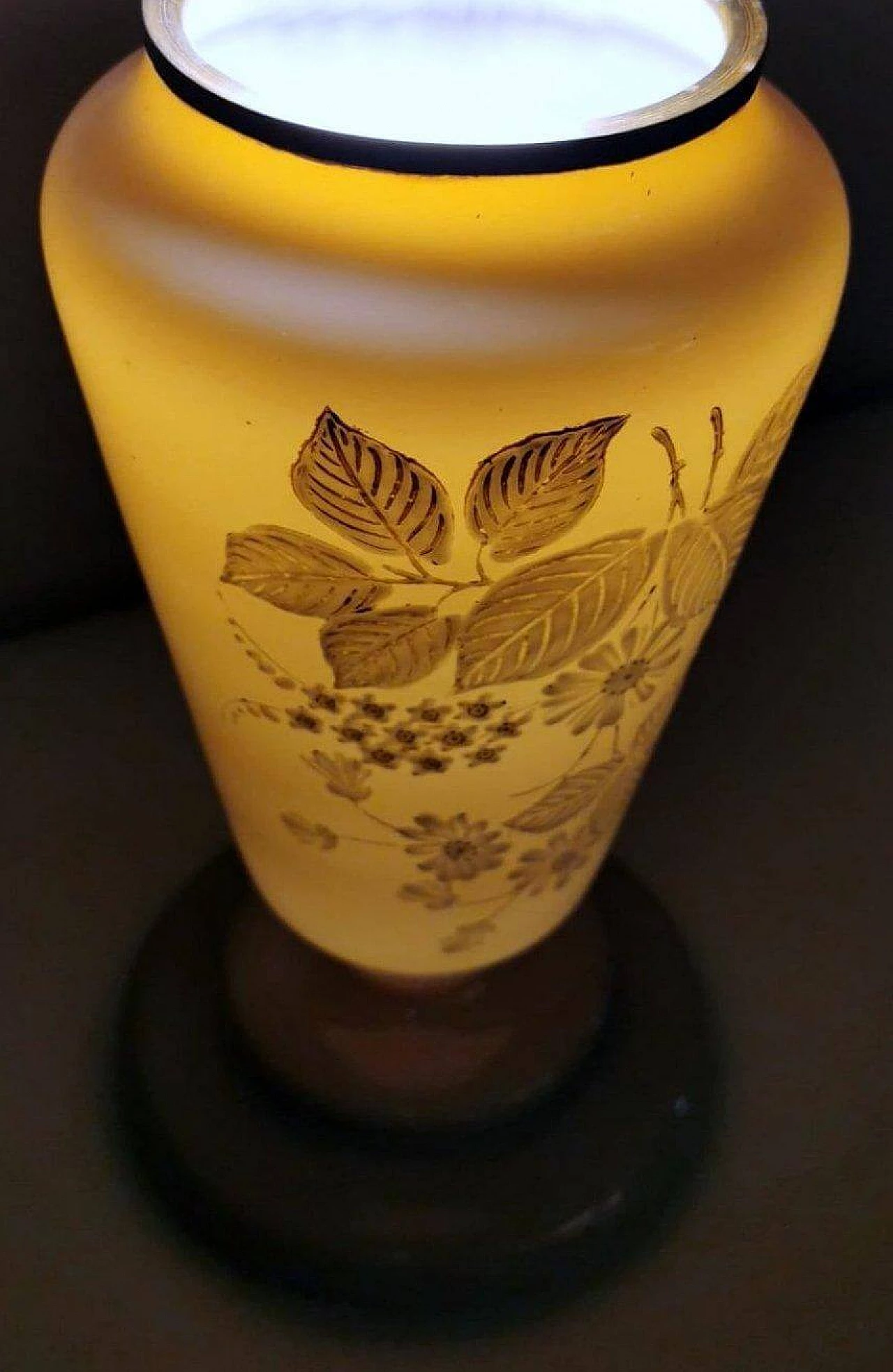 Grey opaline glass vase with hand-painted flowers, 1930s 1466063