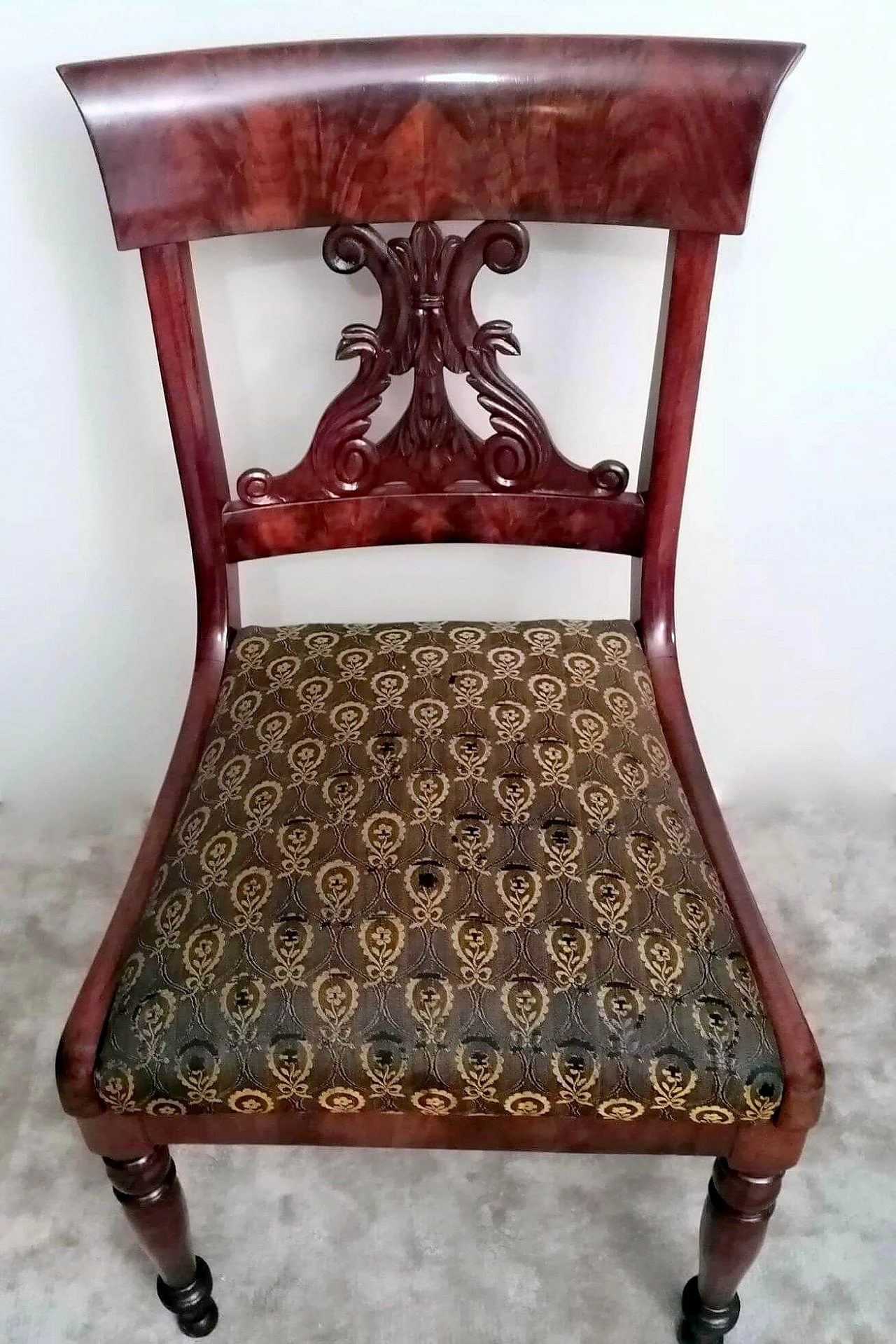 Biedermeier style chair in wood and fabric, 19th century 1466142