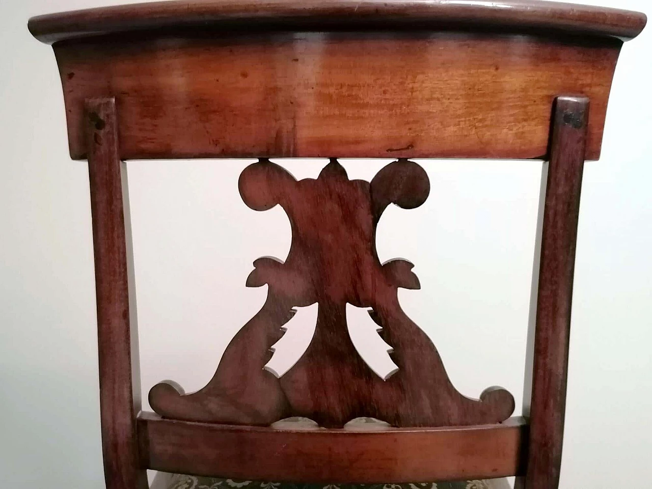 Sedia in stile Biedermeier in legno e tessuto, del '800 1466147