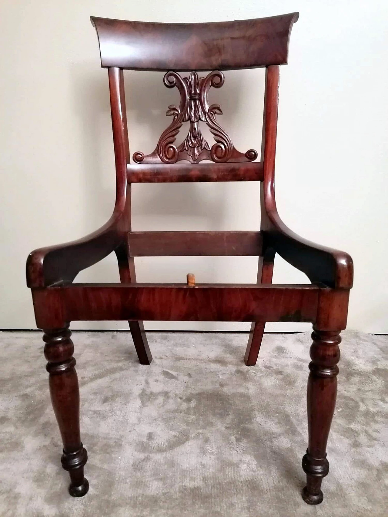 Biedermeier style chair in wood and fabric, 19th century 1466149