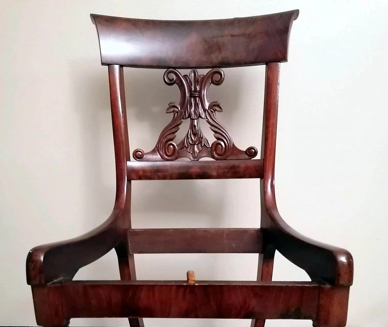 Biedermeier style chair in wood and fabric, 19th century 1466150