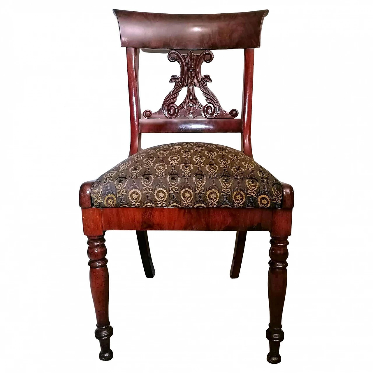 Biedermeier style chair in wood and fabric, 19th century 1466158