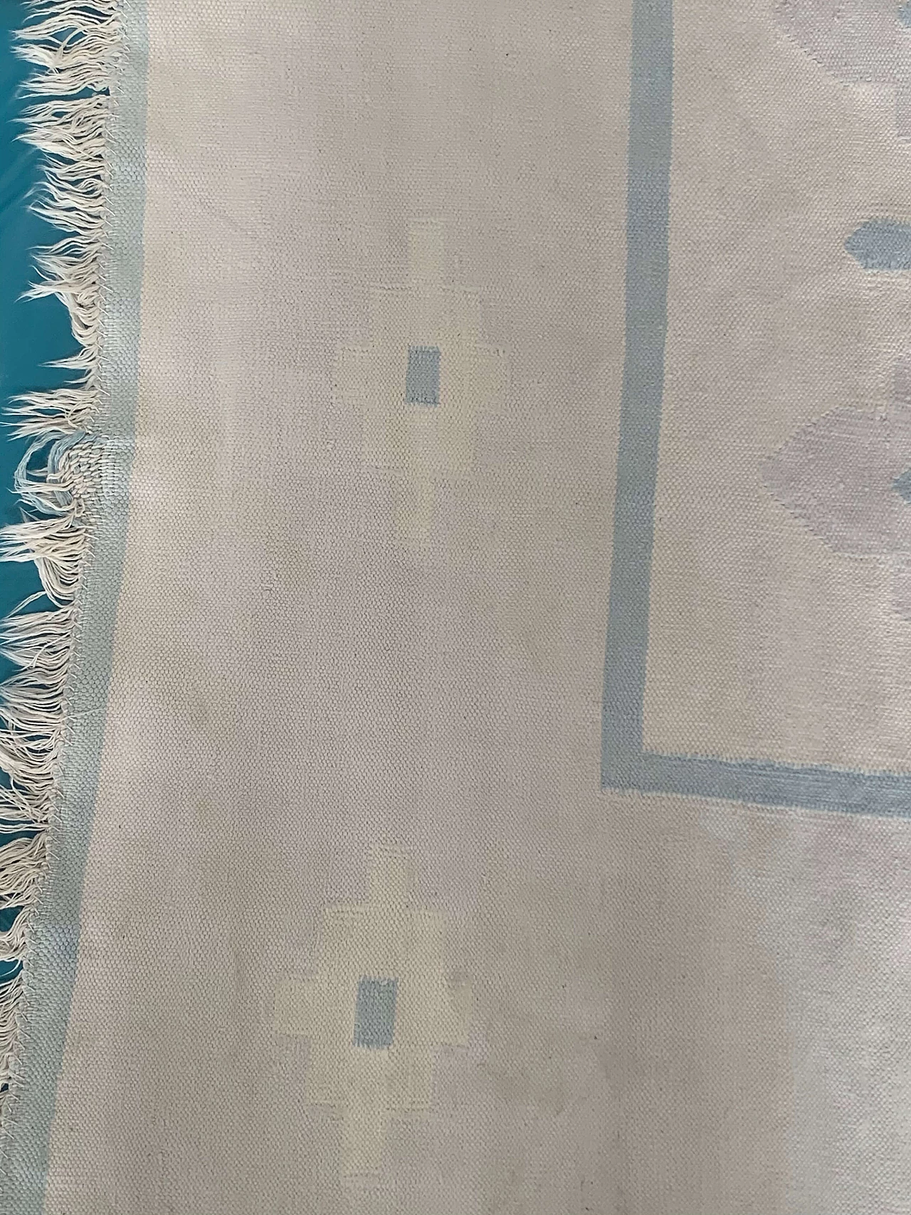 Rectangular cotton rug with fringes, 1980s 1466162