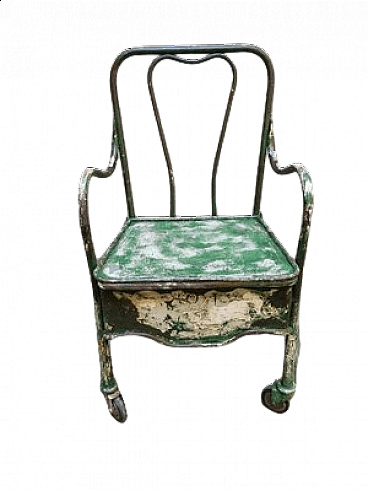 Iron armchair with wheels, 1940s
