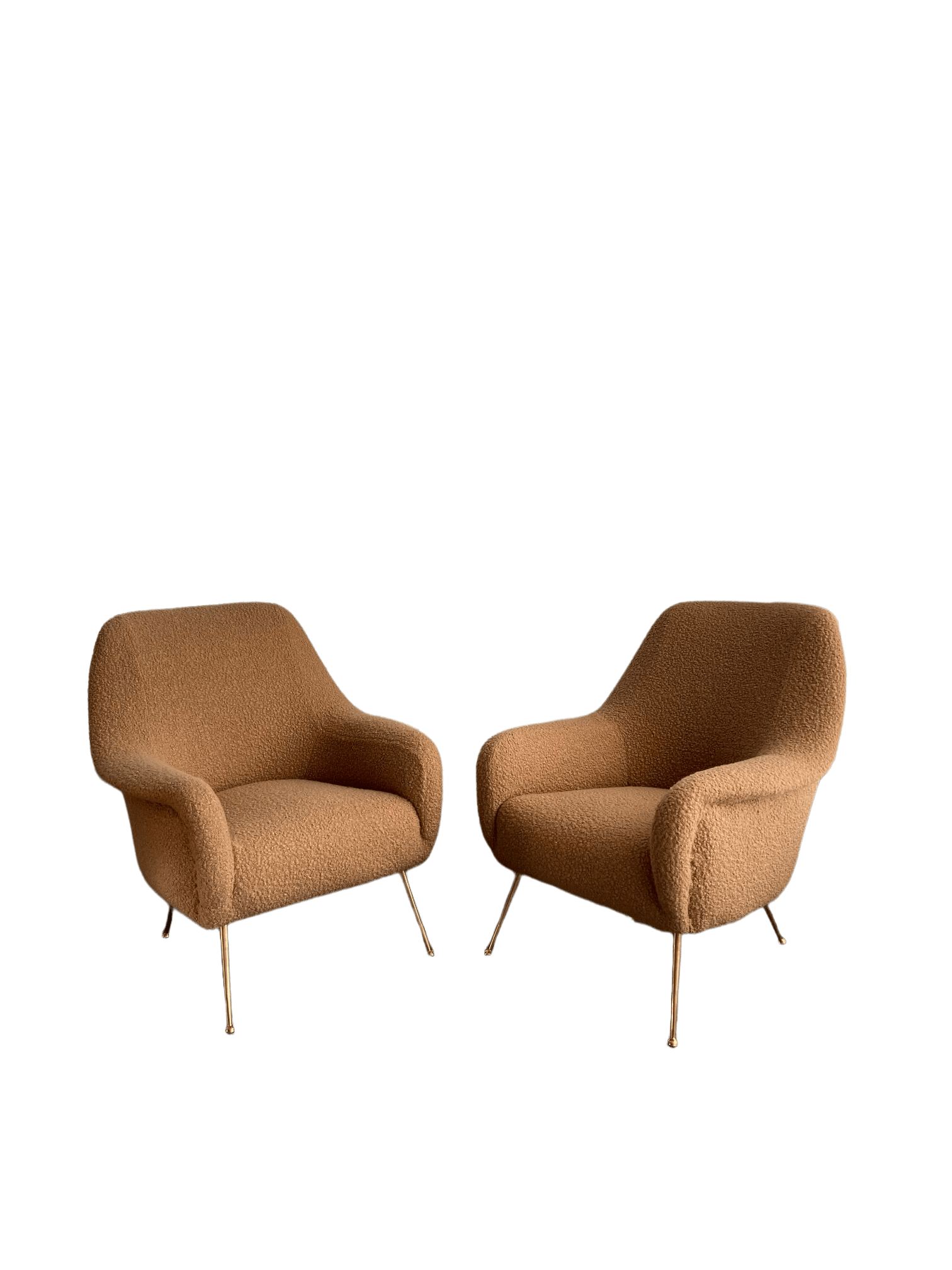 Pair of brown bouclé fabric armchairs, 1970s intOndo