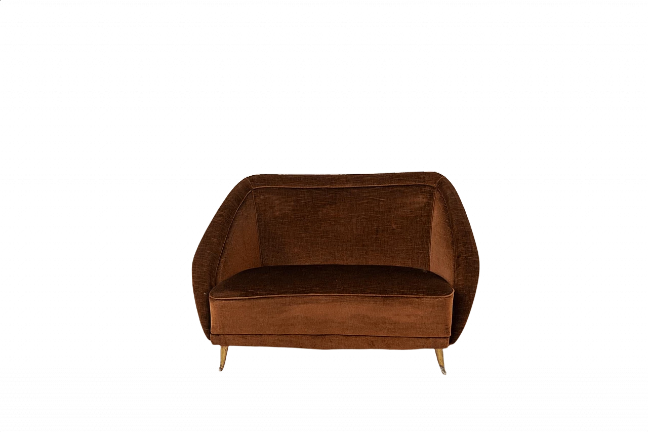 Brown velvet sofa by Veronesi for Isa Bergamo, 1950s 1466264