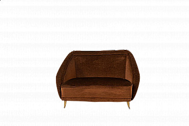 Brown velvet sofa by Veronesi for Isa Bergamo, 1950s