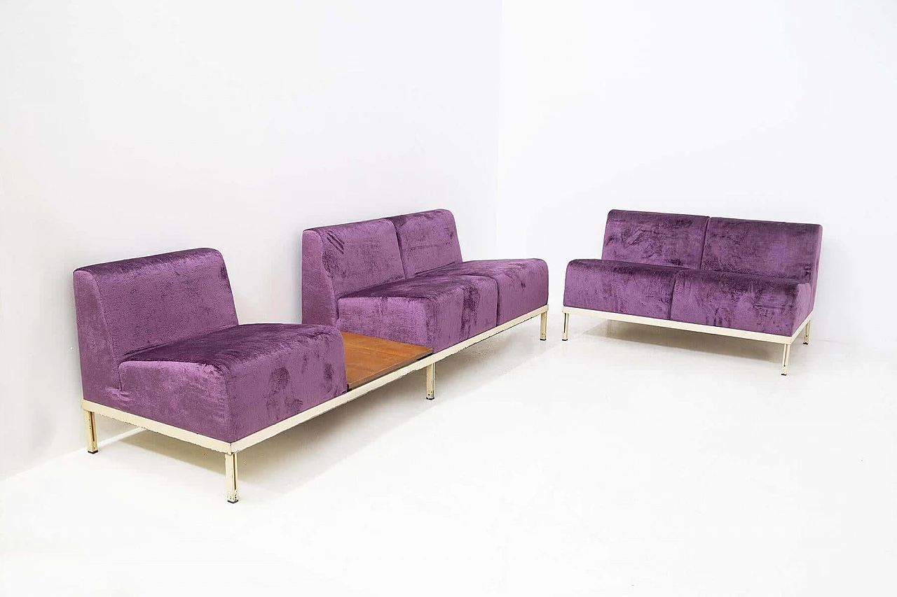 Pair of Gianfranco Frattini sofas in purple velvet, 1950s 1466271