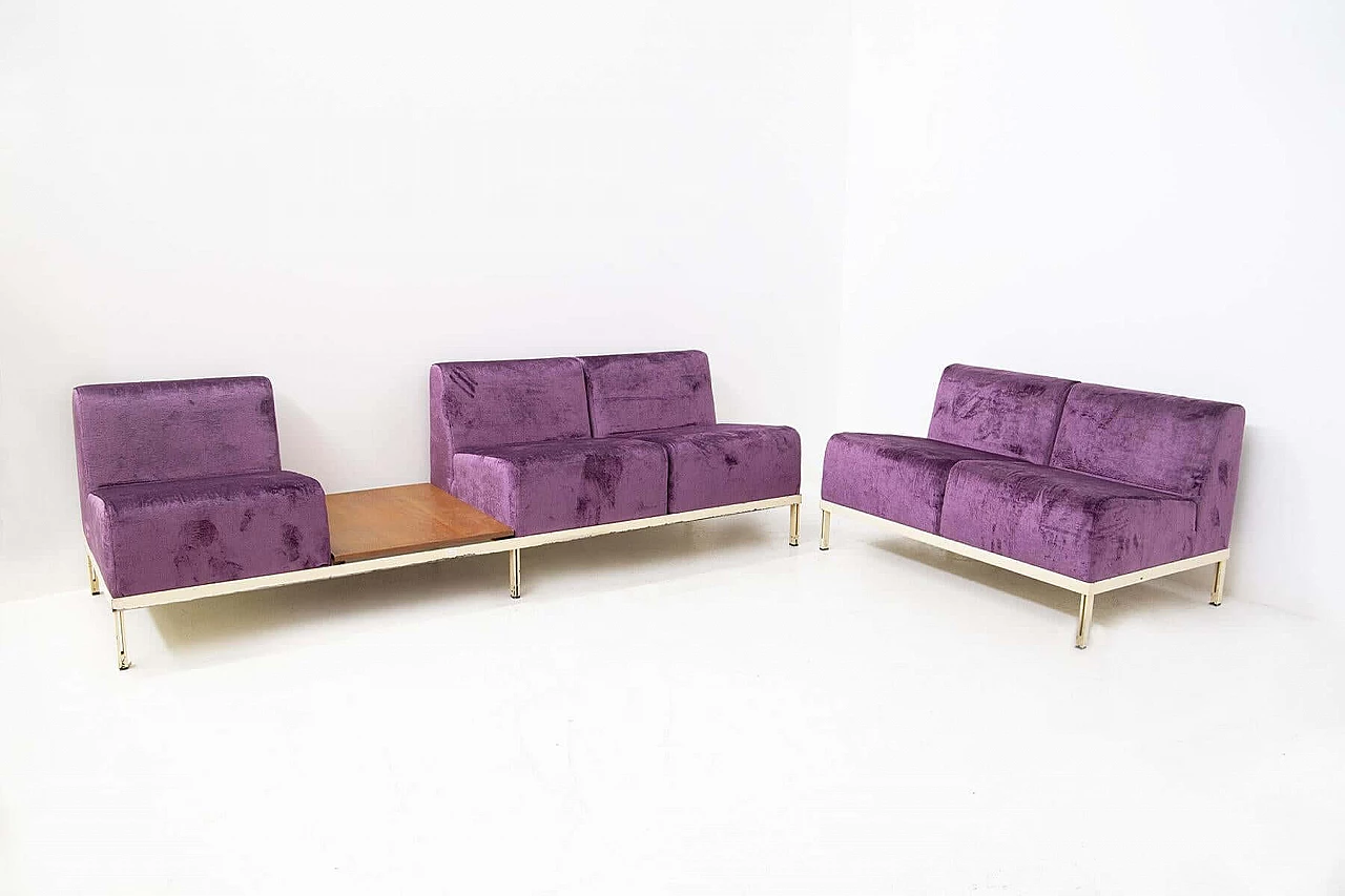 Pair of Gianfranco Frattini sofas in purple velvet, 1950s 1466274