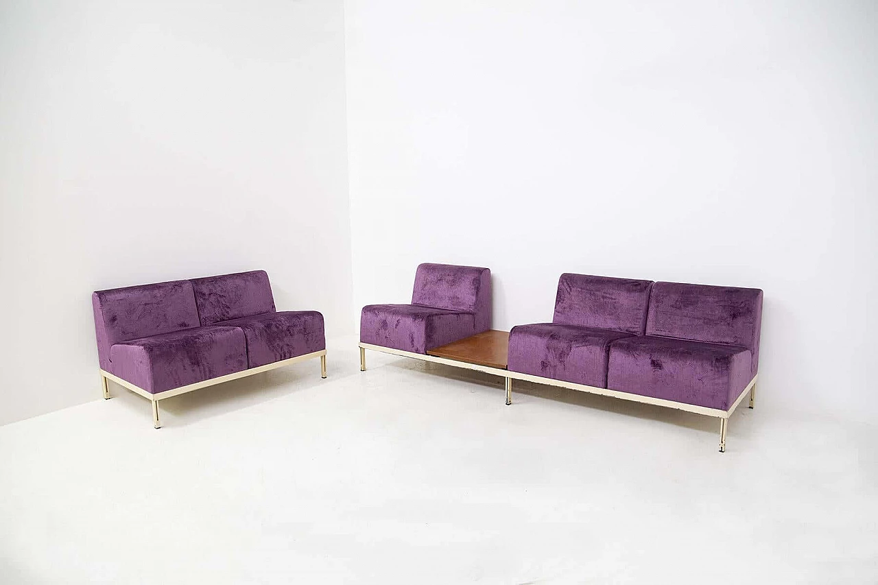 Pair of Gianfranco Frattini sofas in purple velvet, 1950s 1466279