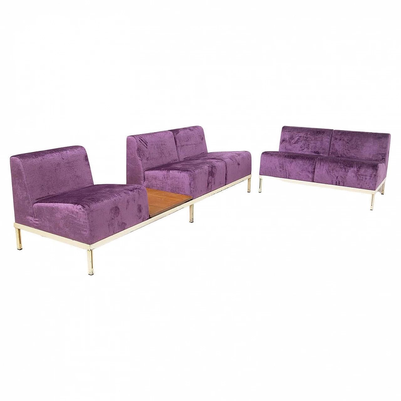 Pair of Gianfranco Frattini sofas in purple velvet, 1950s 1466281