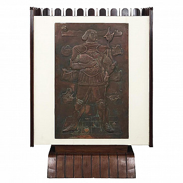 Bar cabinet in wood and copper by Luigi Scremin, 1940s