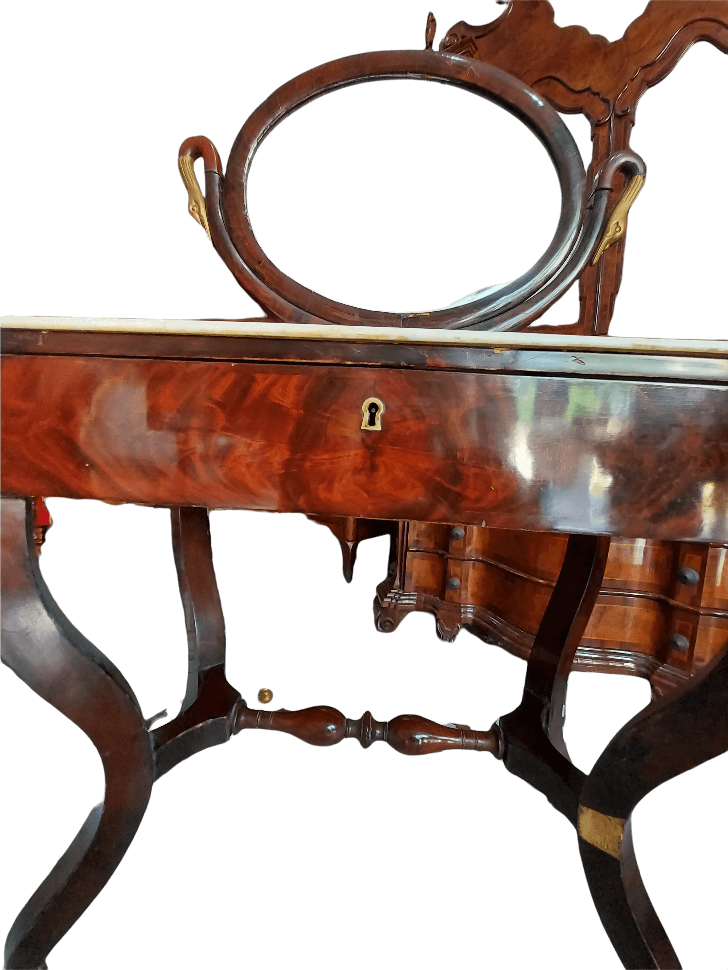 French dressing table in mahogany and white marble, 18th century intOndo