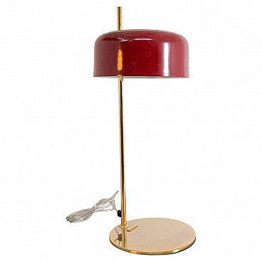 Brass and red aluminium table lamp by Vintage Domus