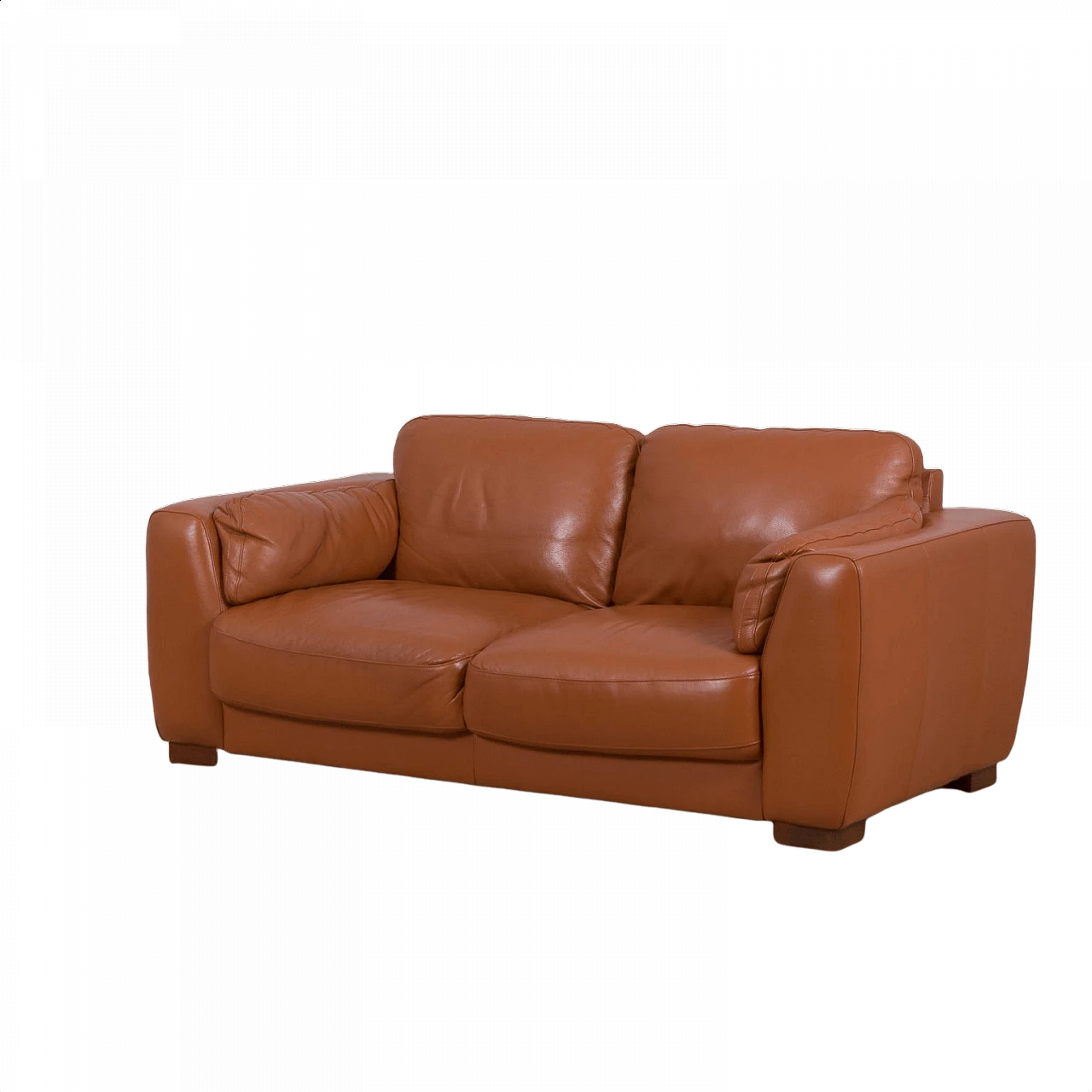 Sofa in leather and teak, 80s 1466388