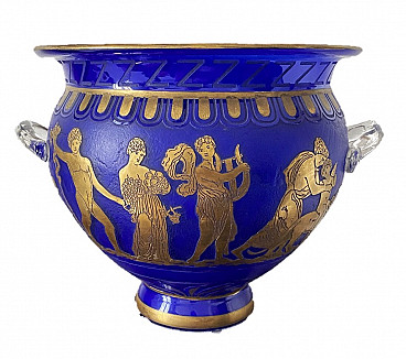 Blue Loetz glass vase with gold decoration, 1920s